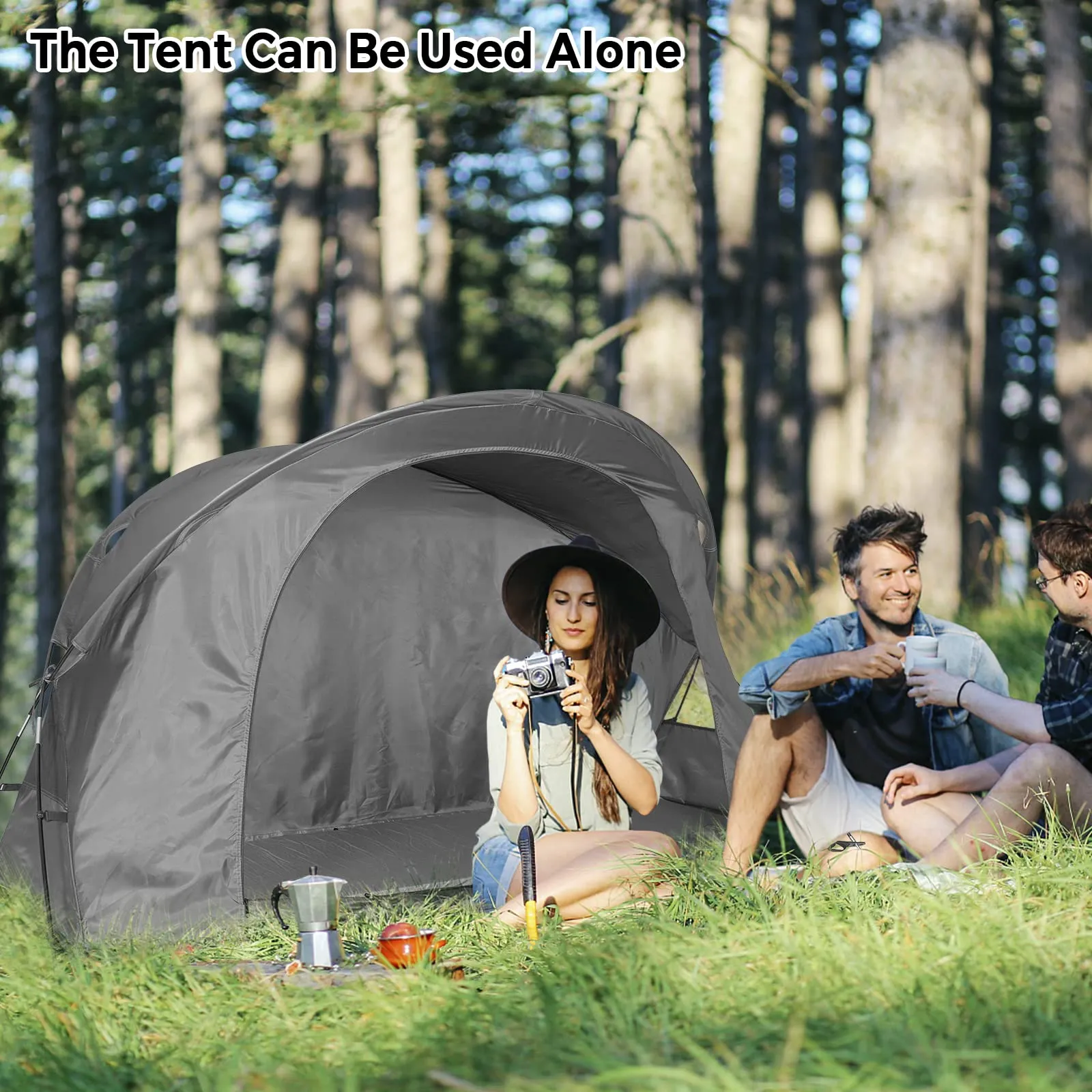 4-in-1 Camping Cot Tent for 1 Person, Foldable Elevated Tent Set, Portable Tent W/Waterproof External Cover