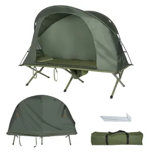 4-in-1 Camping Cot Tent for 1 Person, Foldable Elevated Tent Set, Portable Tent W/Waterproof External Cover