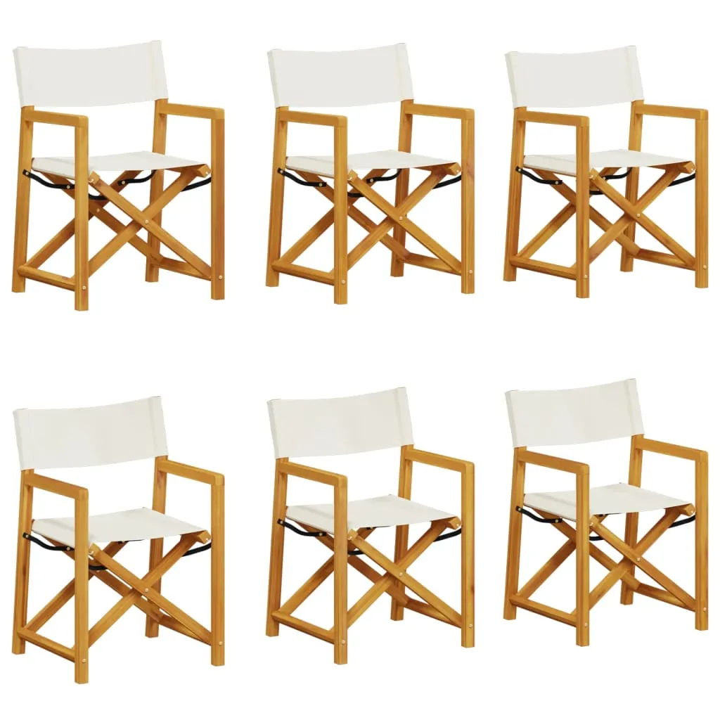 6 Piece Folding Garden Chairs Cream White Fabric