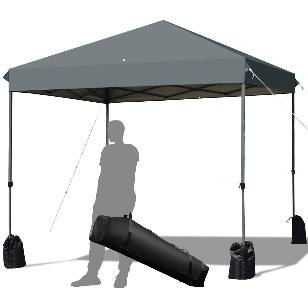 8 x 8 Ft Outdoor Pop up Canopy Tent, Outdoor Commercial Instant Shelter w/Roller Bag and Sand Bags