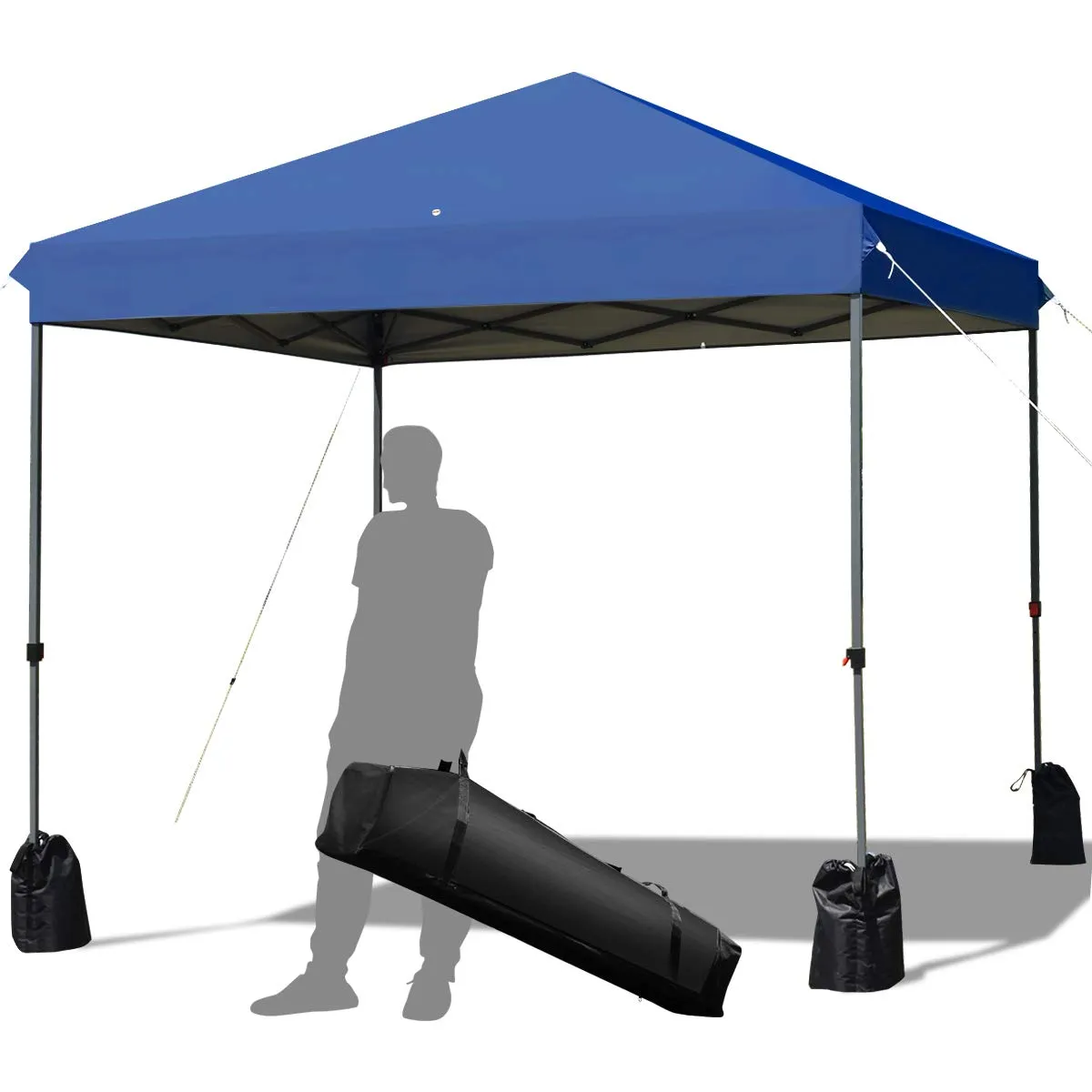 8 x 8 Ft Outdoor Pop up Canopy Tent, Outdoor Commercial Instant Shelter w/Roller Bag and Sand Bags