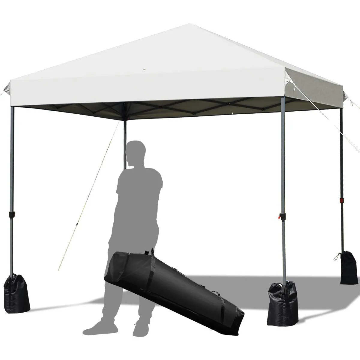 8 x 8 Ft Outdoor Pop up Canopy Tent, Outdoor Commercial Instant Shelter w/Roller Bag and Sand Bags