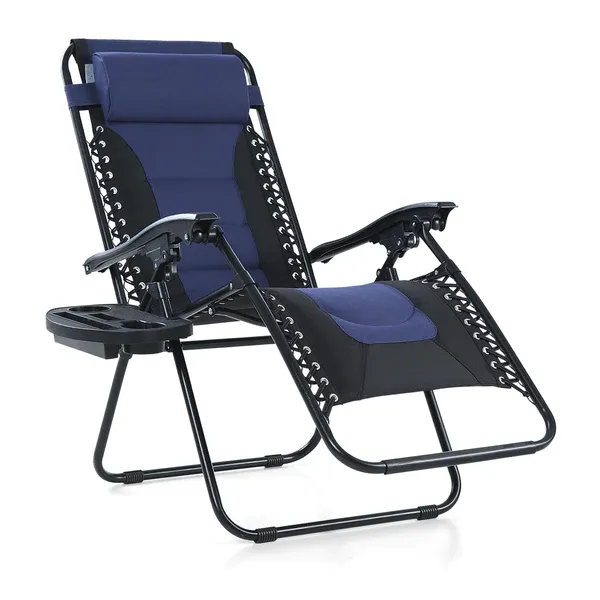 Alpha Camp Padded Zero Gravity Chair Folding Outdoor Recliner with New Upgrade Cup Holder