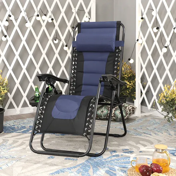 Alpha Camp Padded Zero Gravity Chair Folding Outdoor Recliner with New Upgrade Cup Holder