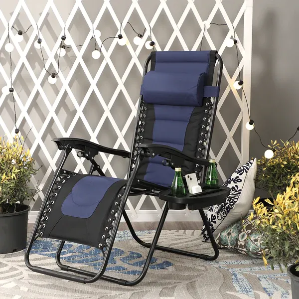 Alpha Camp Padded Zero Gravity Chair Folding Outdoor Recliner with New Upgrade Cup Holder