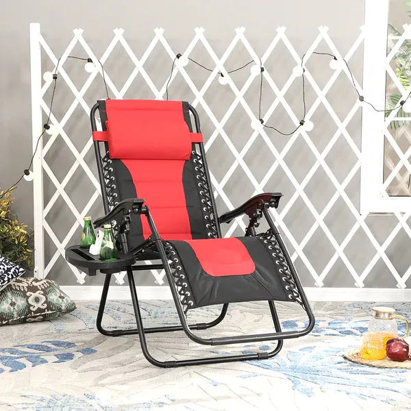 Alpha Camp Padded Zero Gravity Chair Folding Outdoor Recliner with New Upgrade Cup Holder