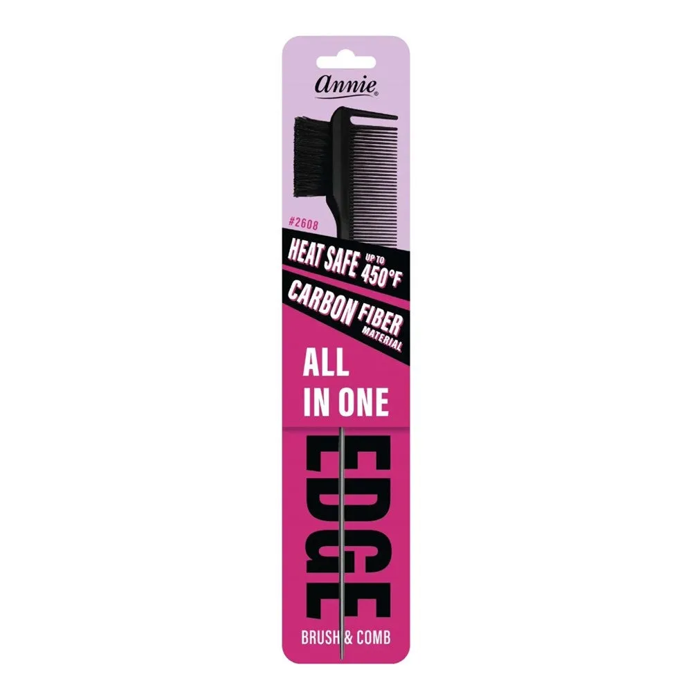 Annie All In One Edge Brush & Comb - Black #2608