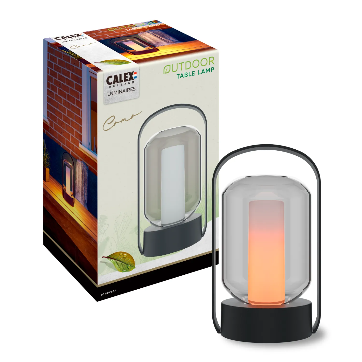 Calex Outdoor Table Lantern Como - Rechargeable - Flame Effect - Black