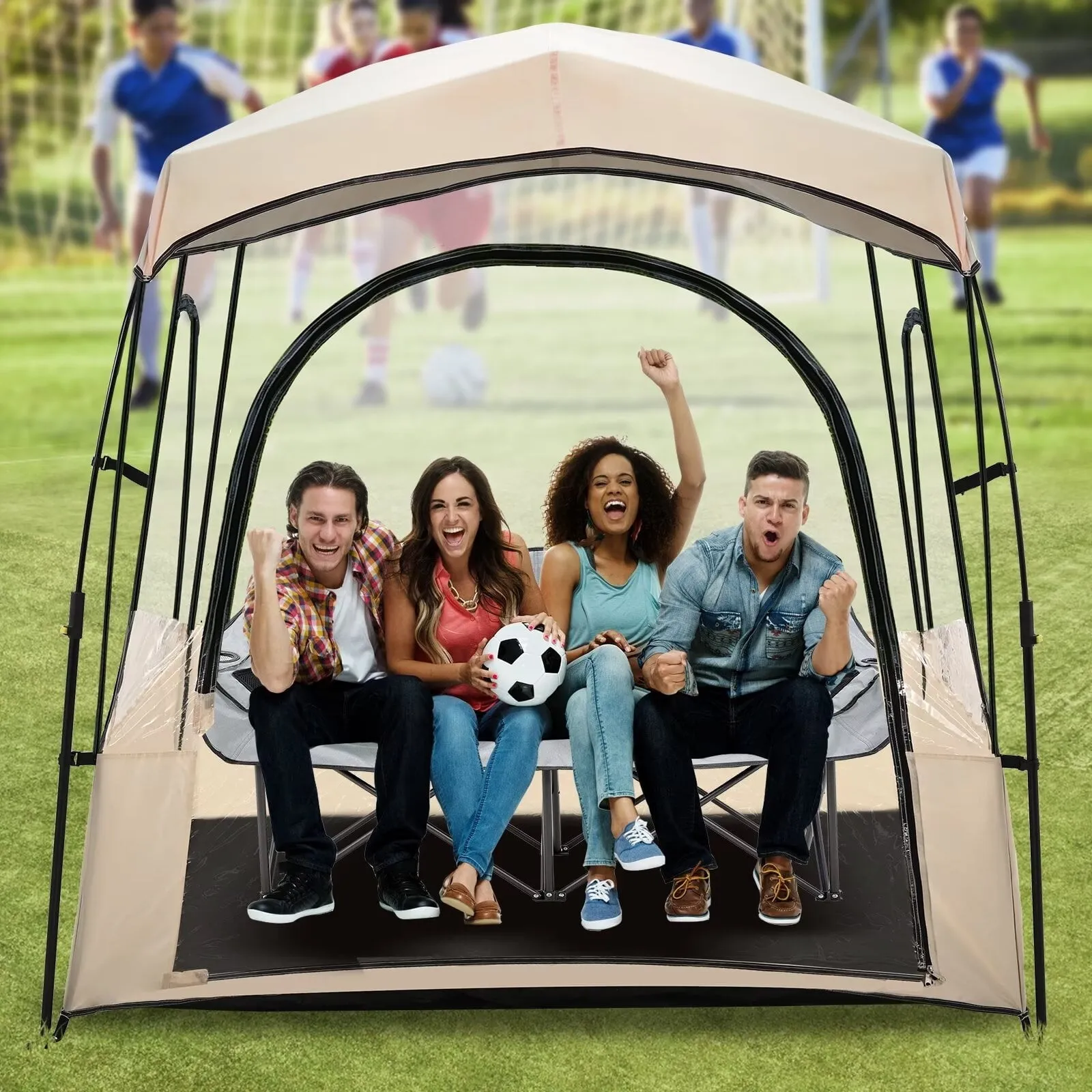 classic LILYPELLE Sports Tent, Instant Pop-Up Tent Shelter Outdoor Clean Bubble Tent, Provides Rain Tent Protection for Watching Sports Events, Camping, Fishing, Cheering, and Parades, Khaki