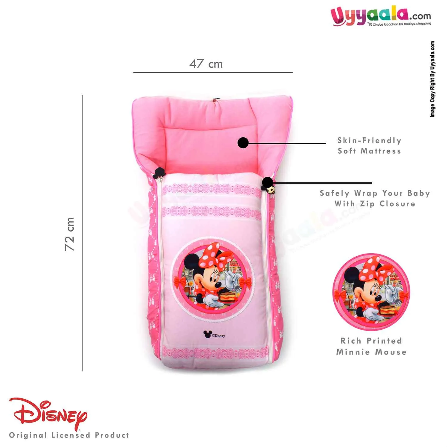 DISNEY Baby Carry Nest (Sleeping Bag) Cotton Disney Print 0 m Age, Pink