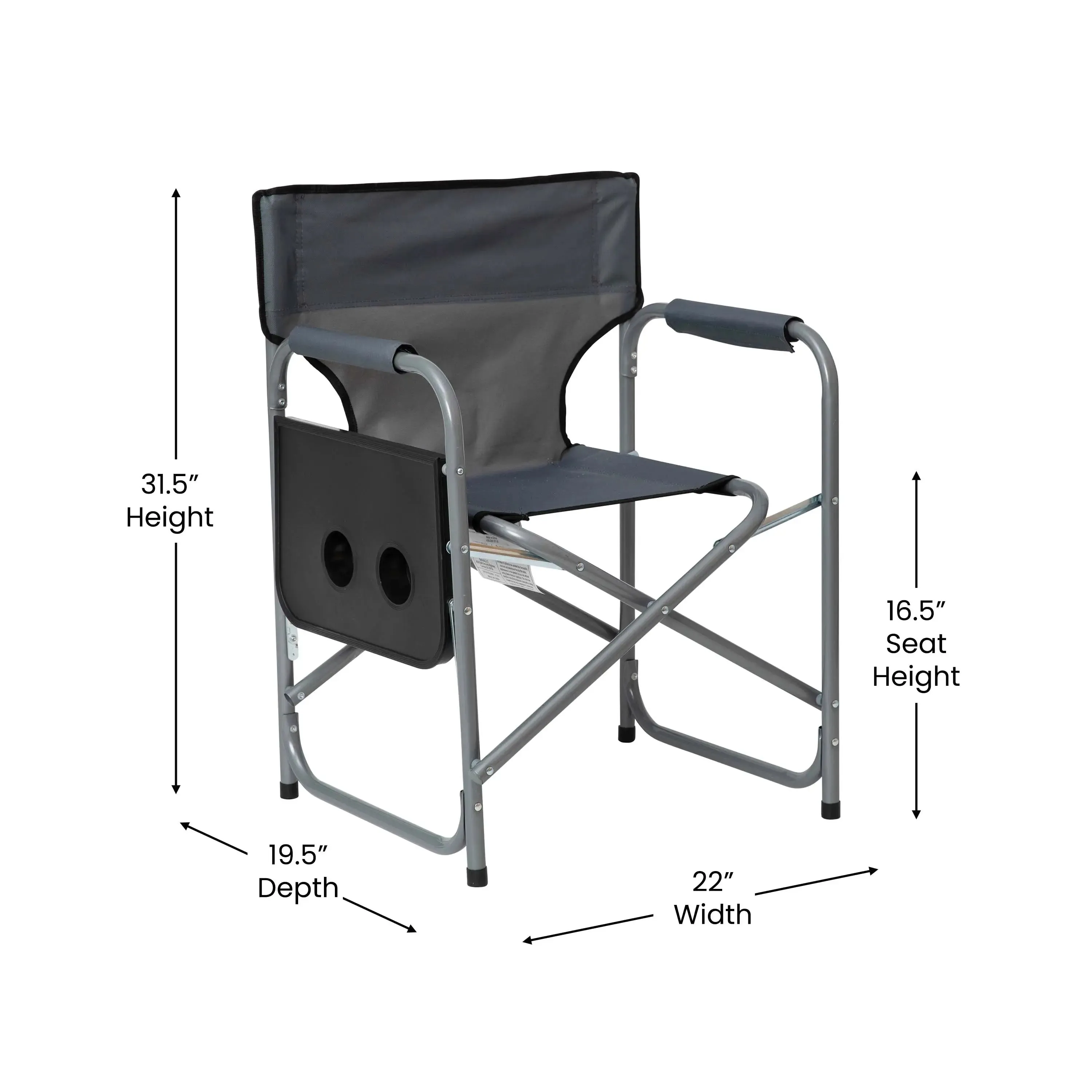 Folding Director's Camping Chair with Side Table and Cup Holder