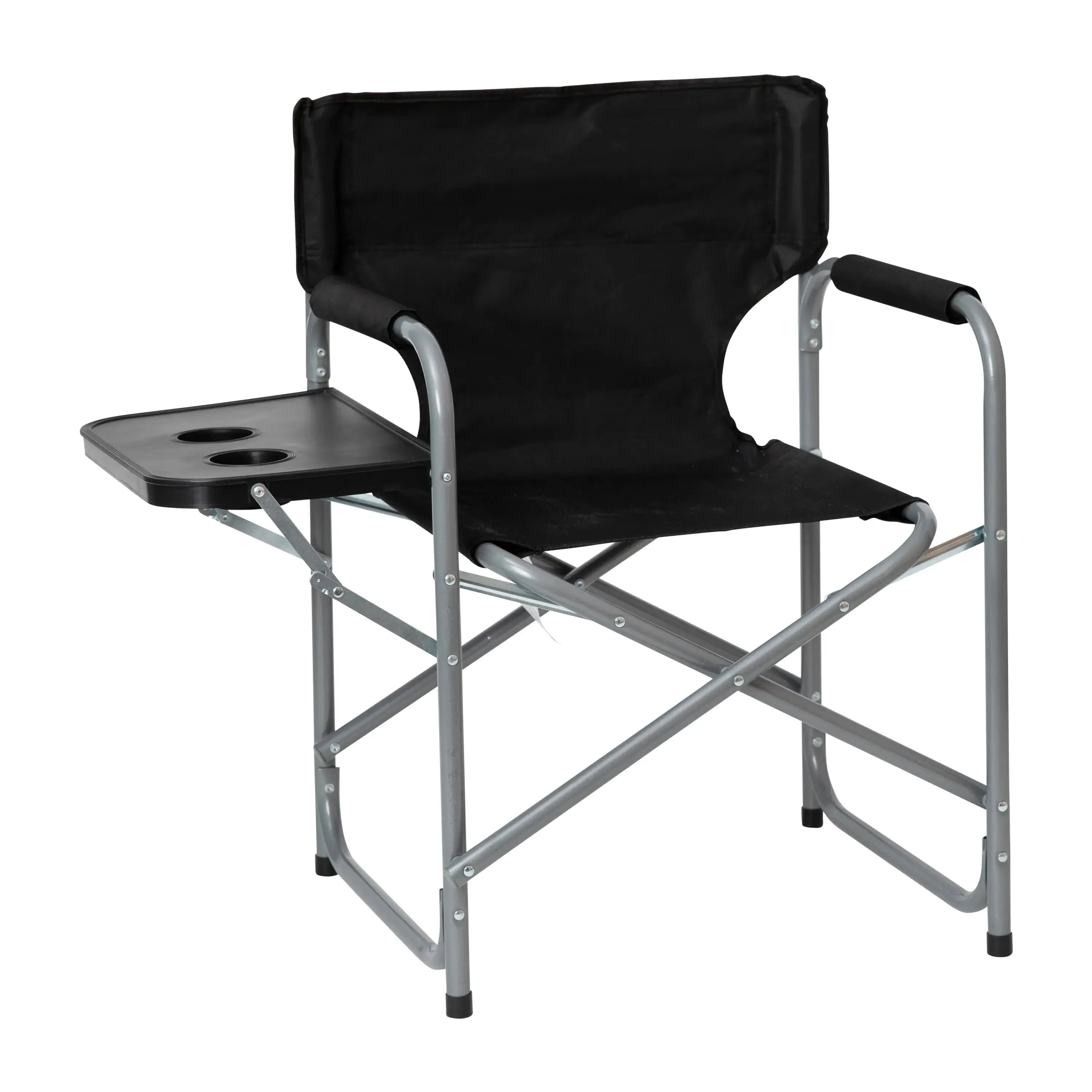 Folding Director's Camping Chair with Side Table and Cup Holder