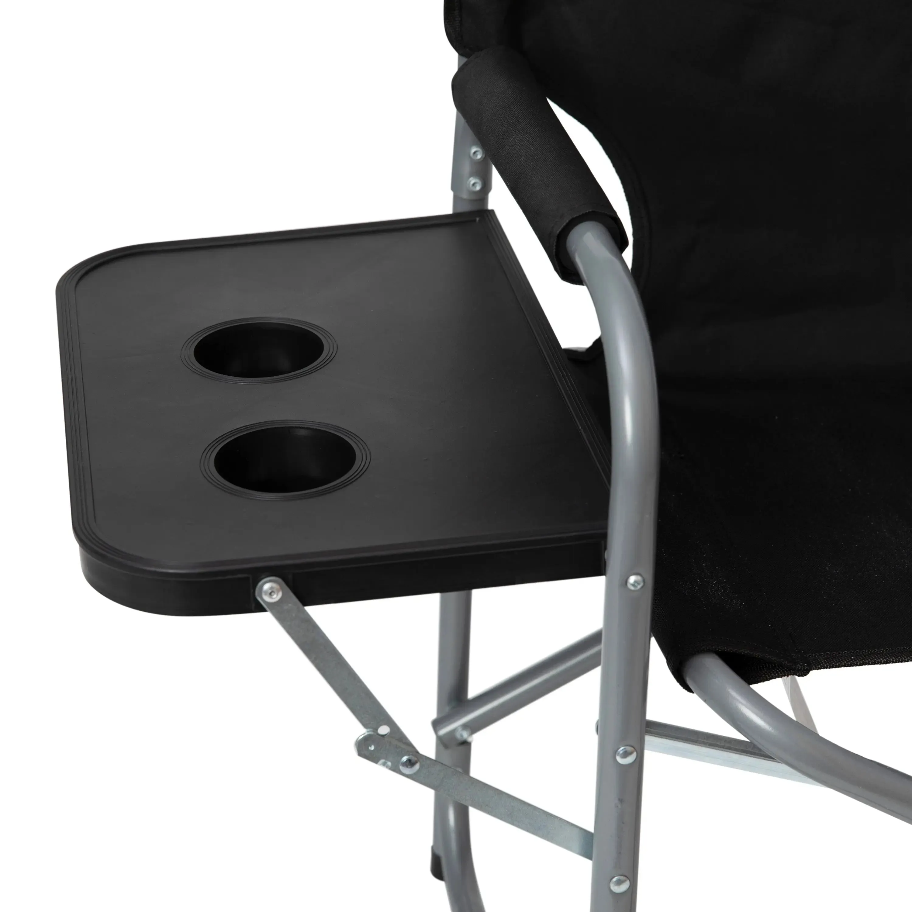 Folding Director's Camping Chair with Side Table and Cup Holder