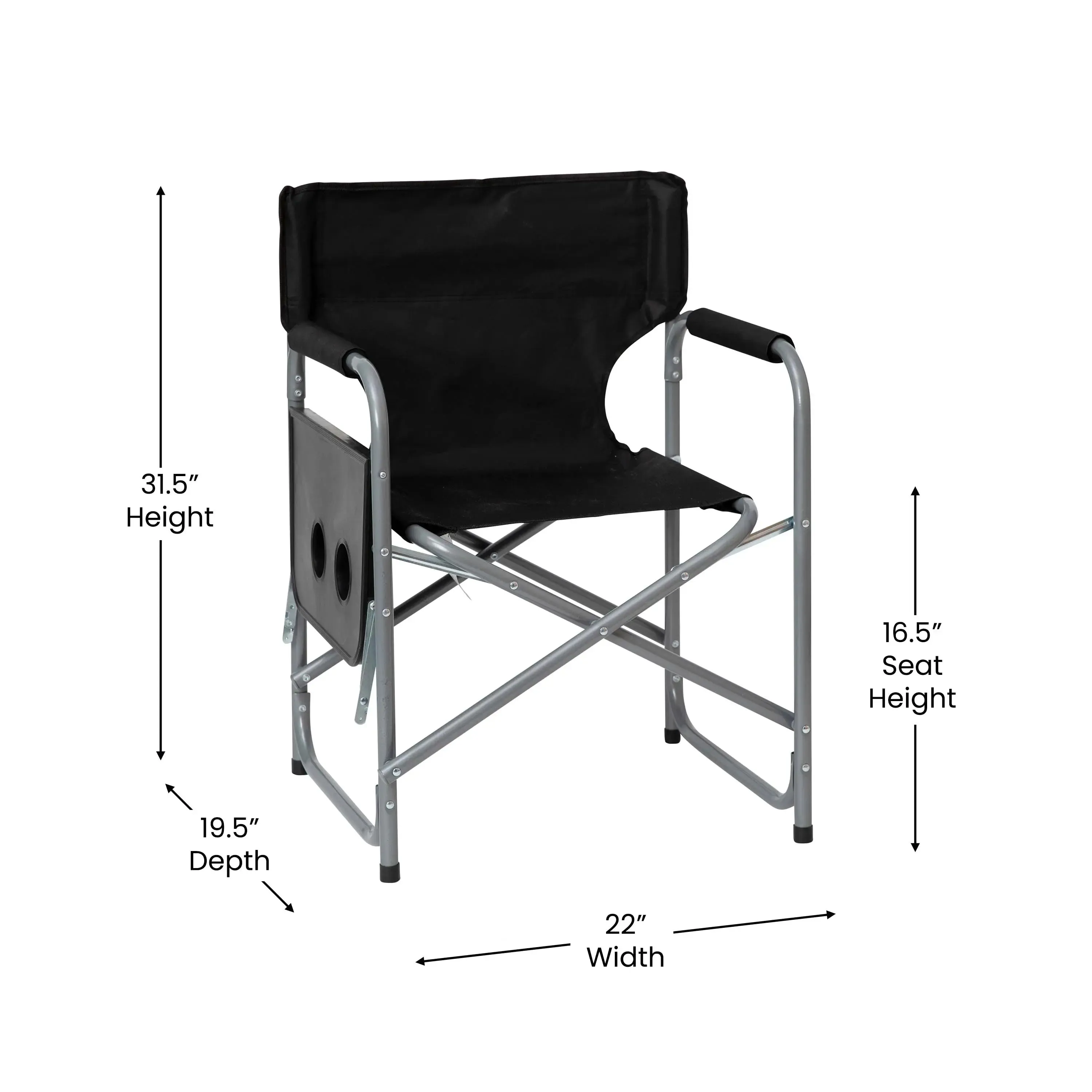 Folding Director's Camping Chair with Side Table and Cup Holder