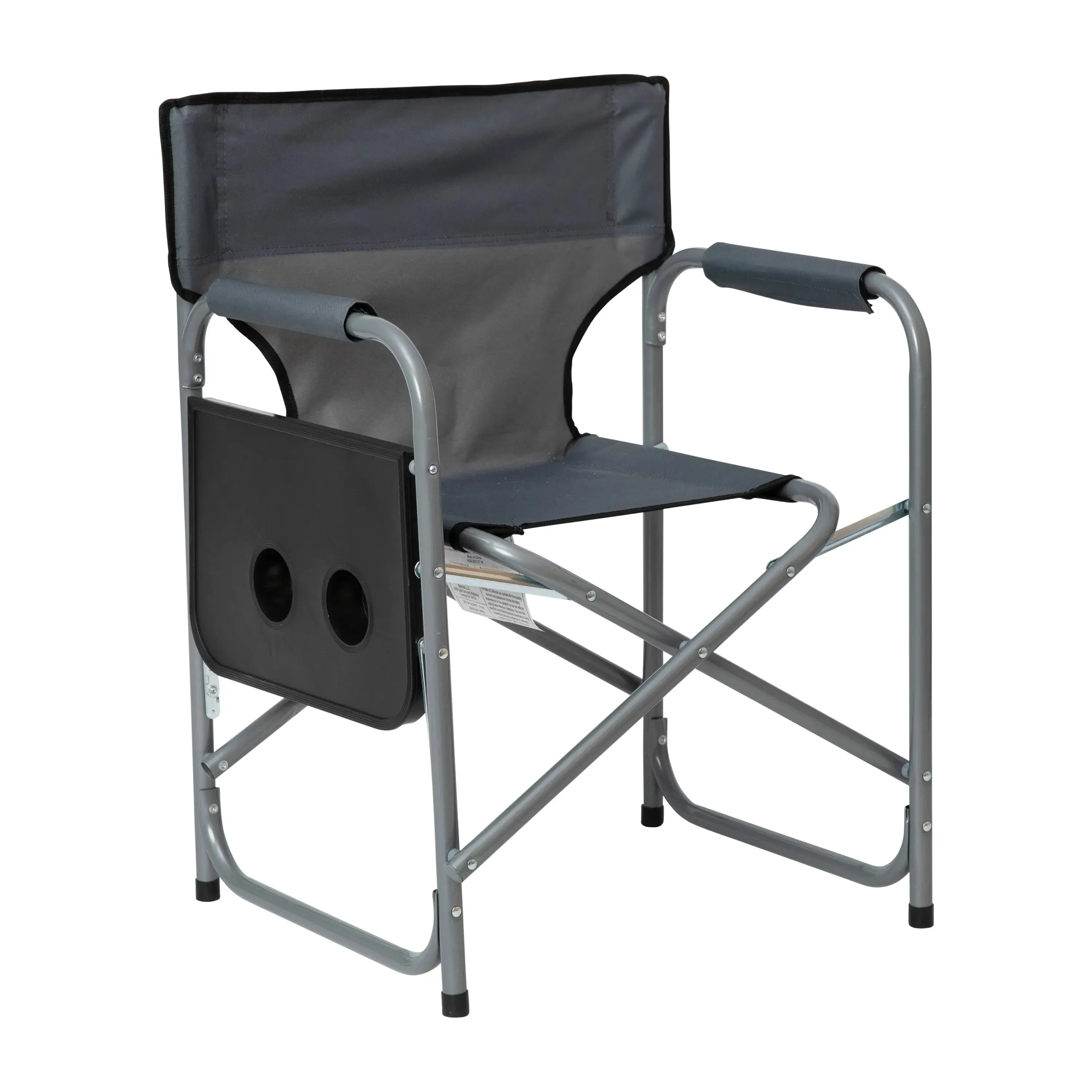 Folding Director's Camping Chair with Side Table and Cup Holder