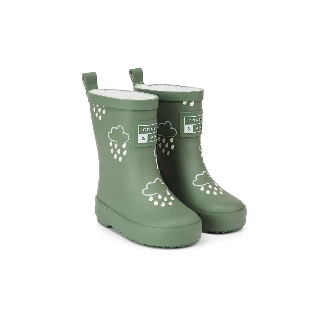 Grass & Air Colour-Revealing Wellies - Khaki Green