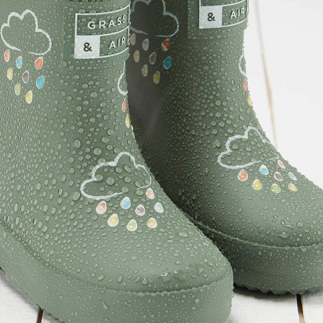 Grass & Air Colour-Revealing Wellies - Khaki Green