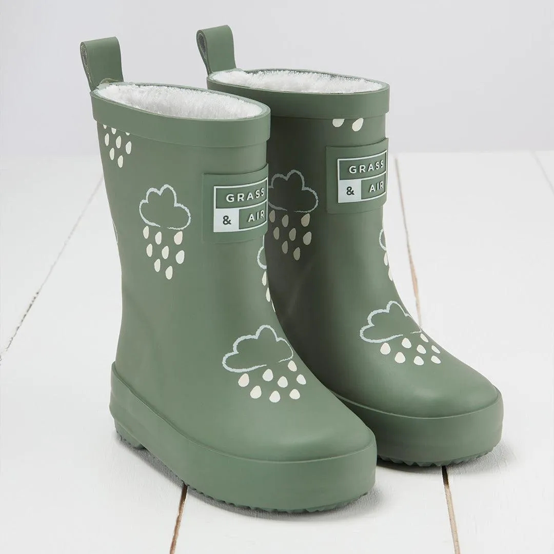 Grass & Air Colour-Revealing Wellies - Khaki Green