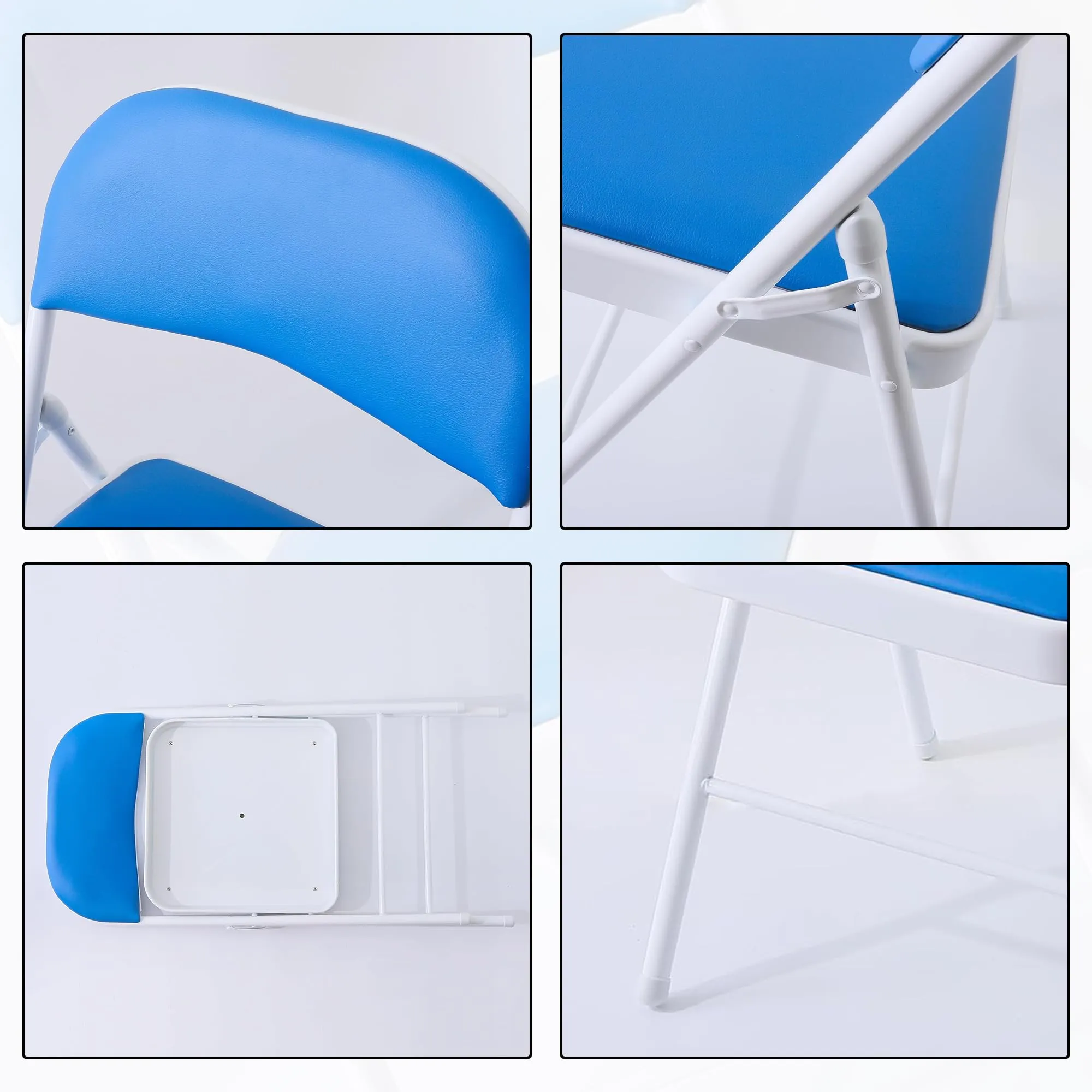 Homestic Folding Chair Office Chair Meeting Room Training Chair Student Dormitory Backrest Chair Reading Chair Iron Dining Chair Makeup Chair Furniture,Blue