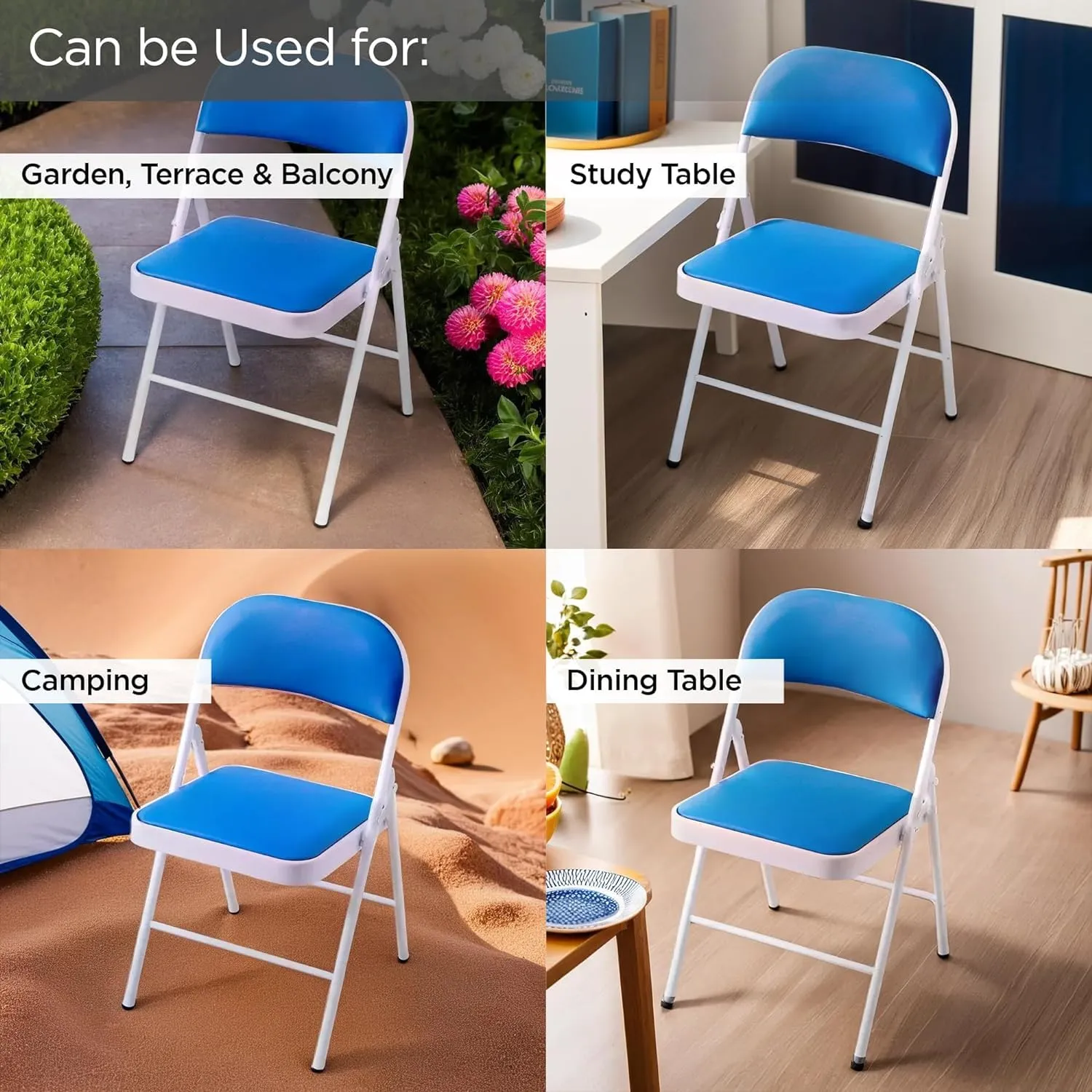 Homestic Folding Chair Office Chair Meeting Room Training Chair Student Dormitory Backrest Chair Reading Chair Iron Dining Chair Makeup Chair Furniture,Blue