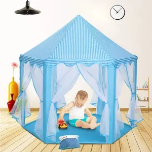 Kids Indoor and Outdoor Castle Play Tent House (Blue) - Colour May Vary