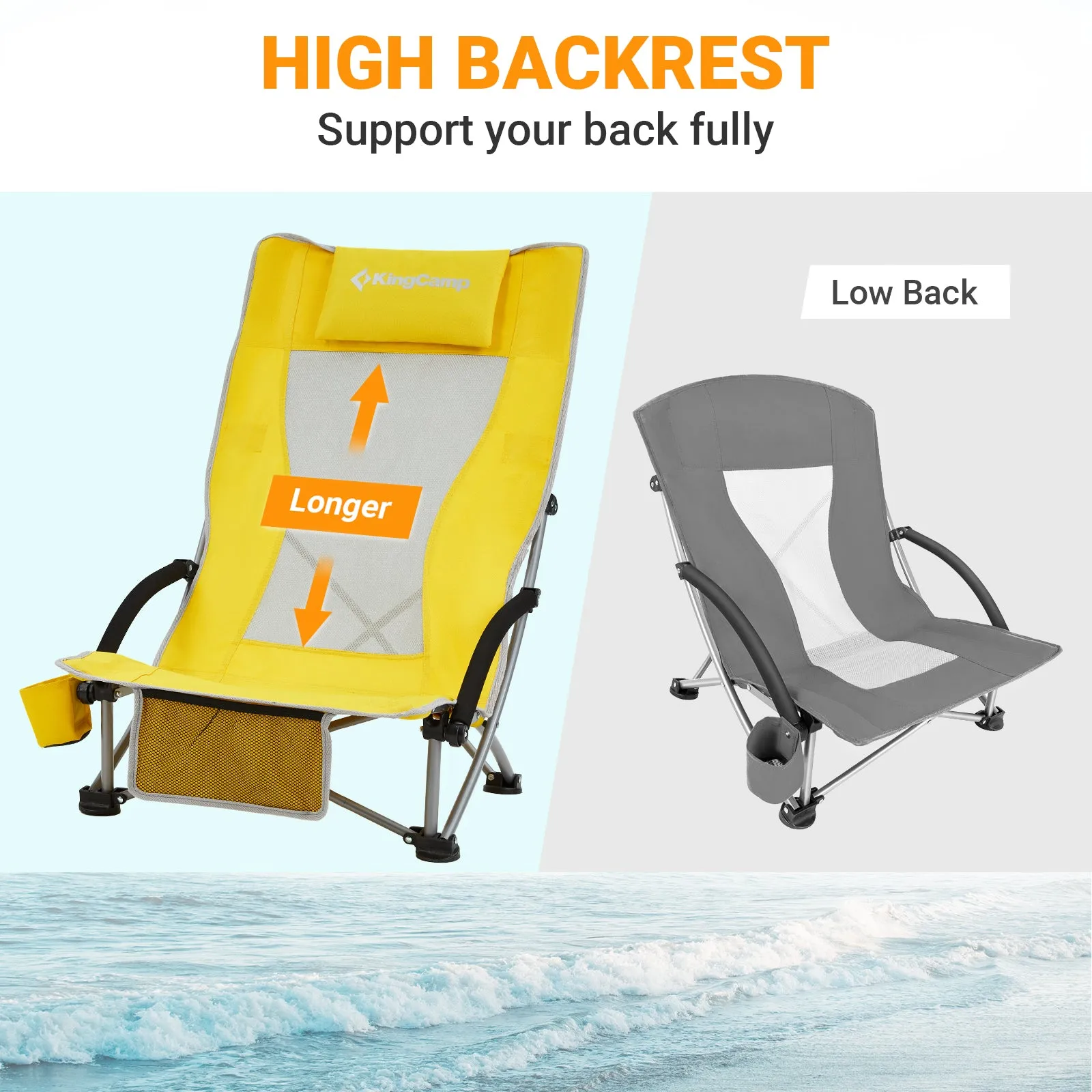 KingCamp High Mesh Back Beach Folding Chair