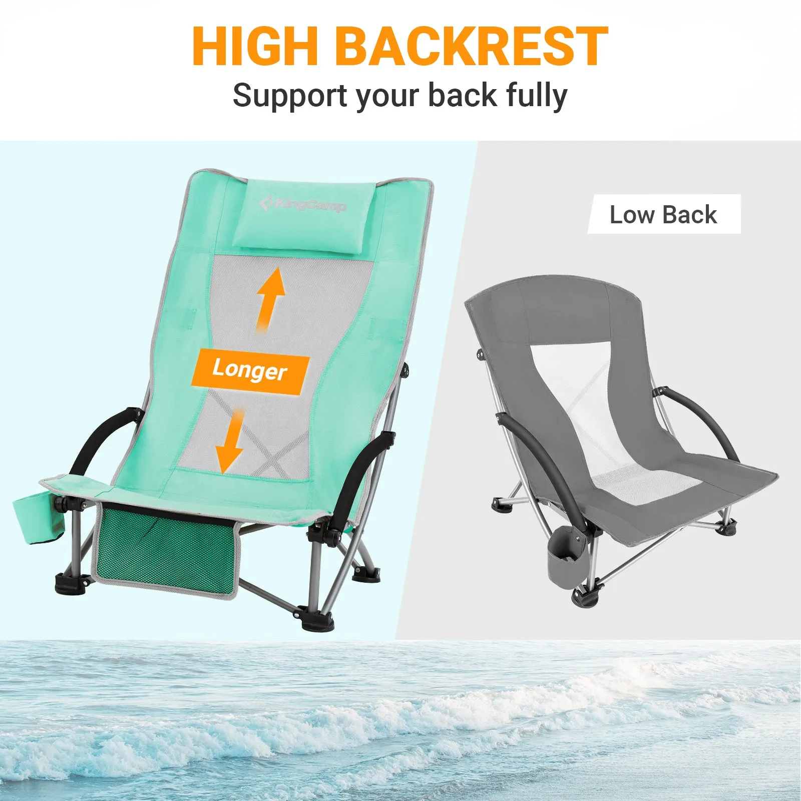 KingCamp High Mesh Back Beach Folding Chair