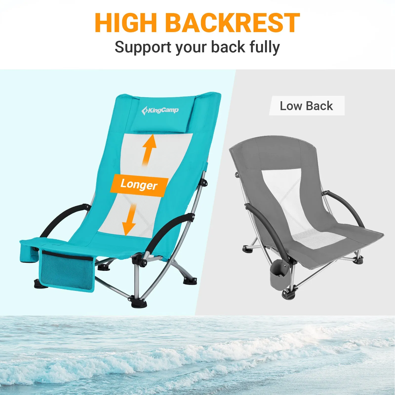 KingCamp High Mesh Back Beach Folding Chair