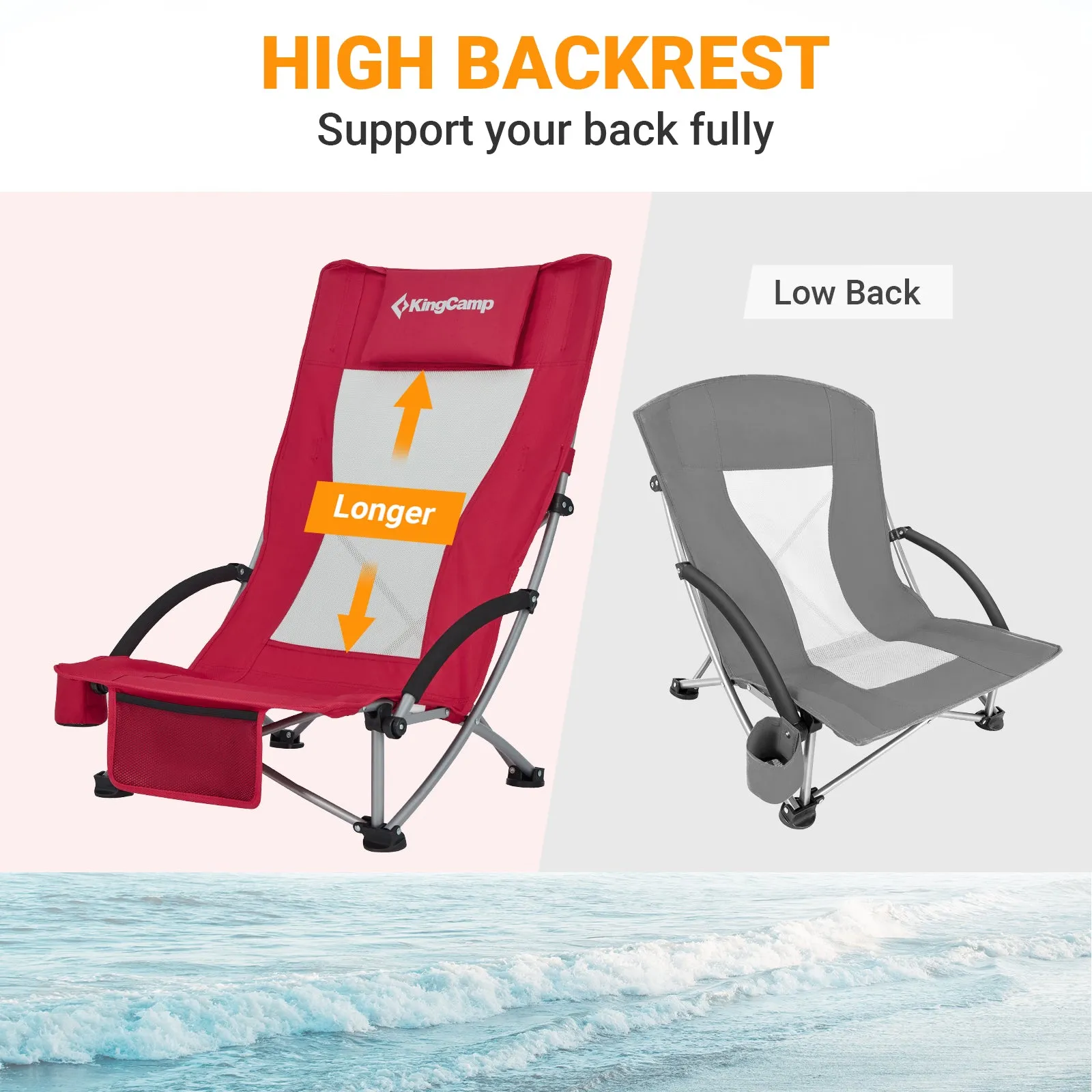 KingCamp High Mesh Back Beach Folding Chair