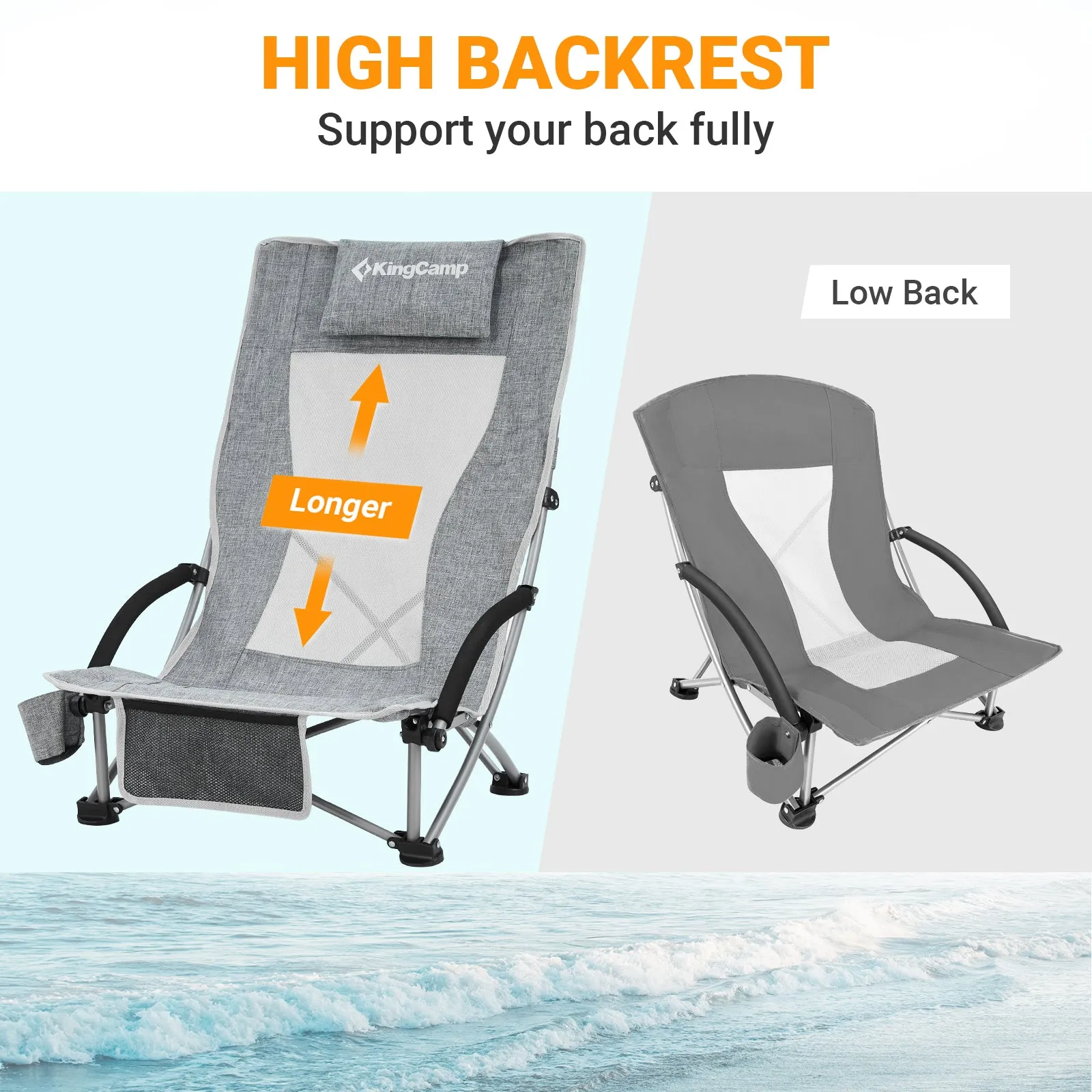 KingCamp High Mesh Back Beach Folding Chair