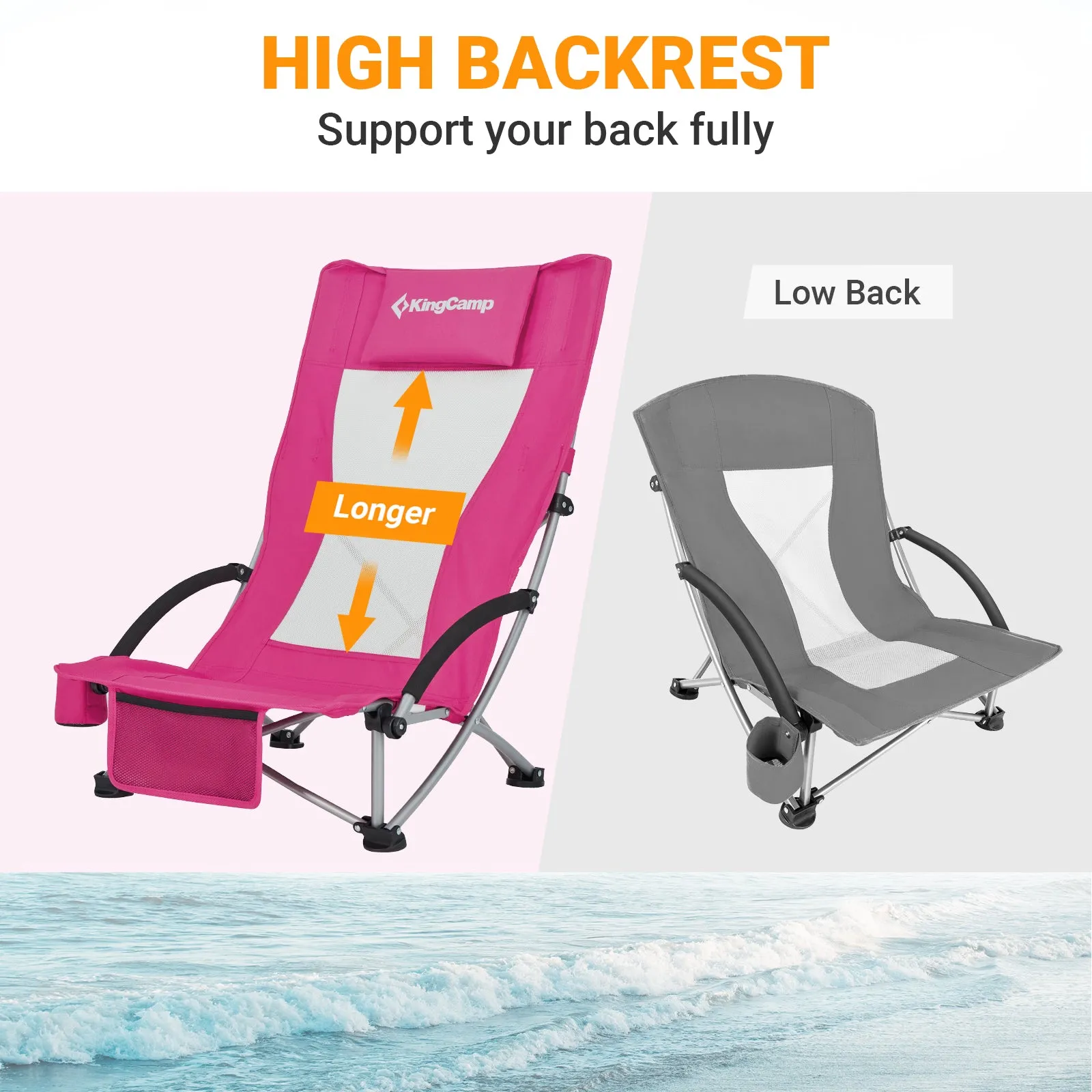 KingCamp High Mesh Back Beach Folding Chair