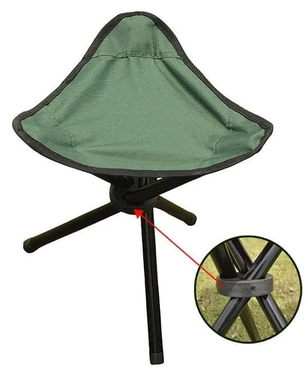 Kuber Industries Portable Stool for Travelling|Foldable Outdoor Sitting Chair|Tripod 3 Leg Chair for Camping, Picnic, Hiking|Pack of 4|Green