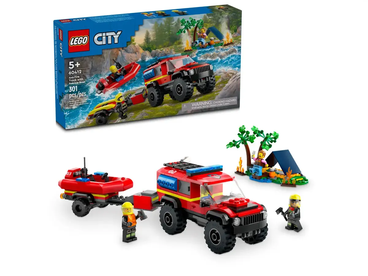 LEGO 60412: City: 4x4 Fire Truck with Rescue Boat