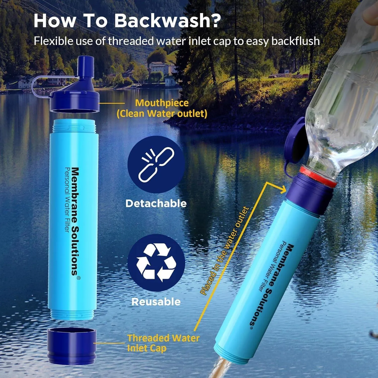 Membrane Solutions Water Filter Straw.