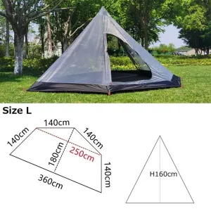 modern 4 Seasons Camping Inner Tent Rodless Ultralight Pyramid Tentâs Inner Tent 1-3 Person Portable Winter Camping Tent's Inner Teepee M