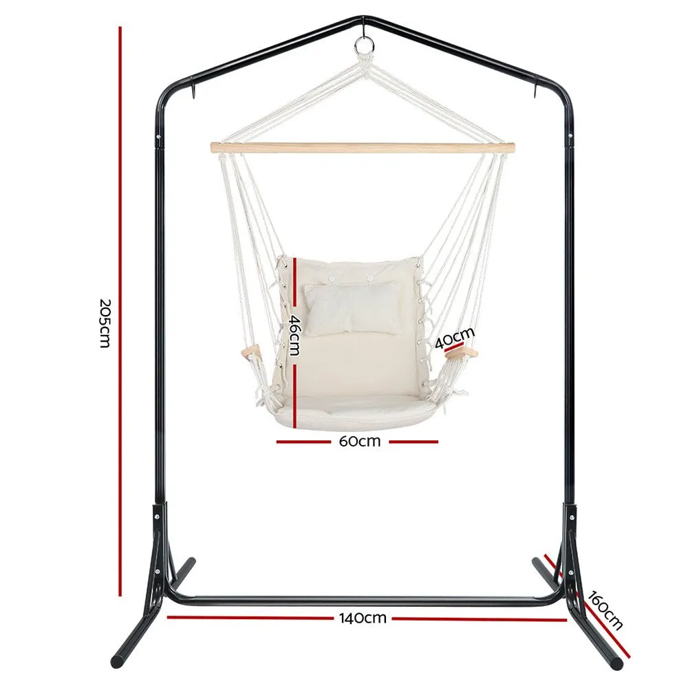 Outdoor Hammock Chair with Stand Swing Hanging Hammock Garden Cream