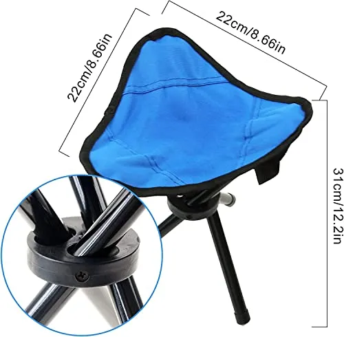 PRECHANA Folding Camping Stool Portable Fishing Chair Seat for Camping Fishing Hiking Gardening and Beach, Seat Height 20 Inches (Random Color, Metal)