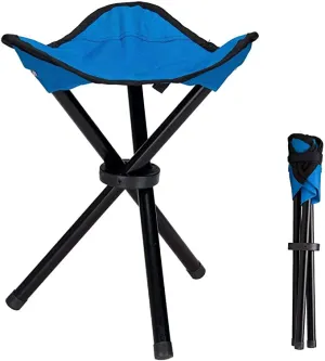 PRECHANA Folding Camping Stool Portable Fishing Chair Seat for Camping Fishing Hiking Gardening and Beach, Seat Height 20 Inches (Random Color, Metal)