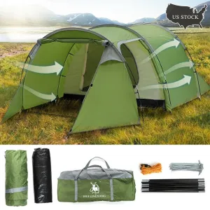 premium 4/5 Person Family Tunnel Tent for Camping,iClover 2 Room Ultralight Backpacking Tent with Front Vestibule, Waterproof Double Layer Classic 4 Season Tents, Easy Setup for Outdoor Sports