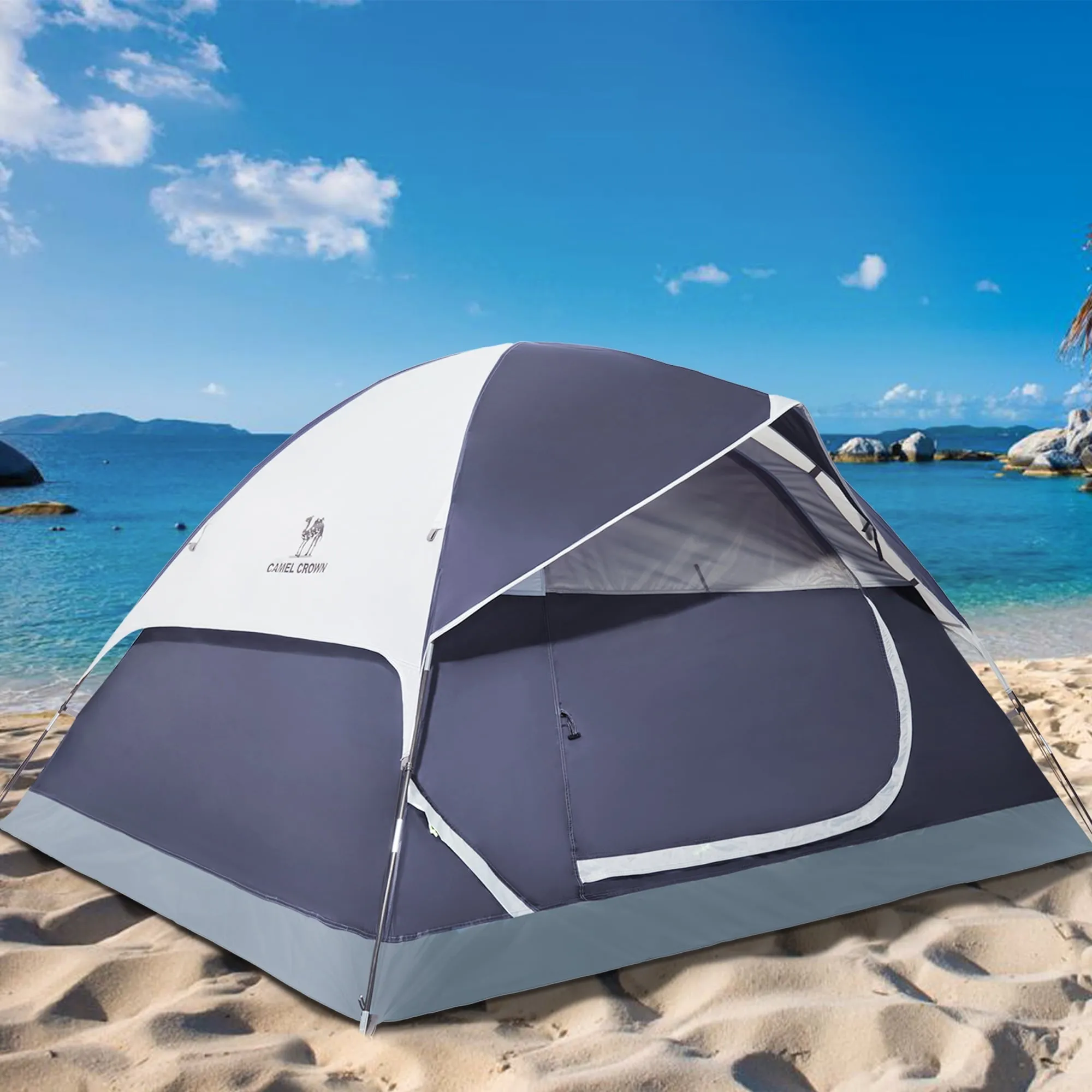 relaxed Camping Tent Waterproof 5-6 Person Tent for Camping Outdoor Backpacking Tents Lightweight Dome Tent Windproof Emergency Tent Easy Up Tents with Carry Bag