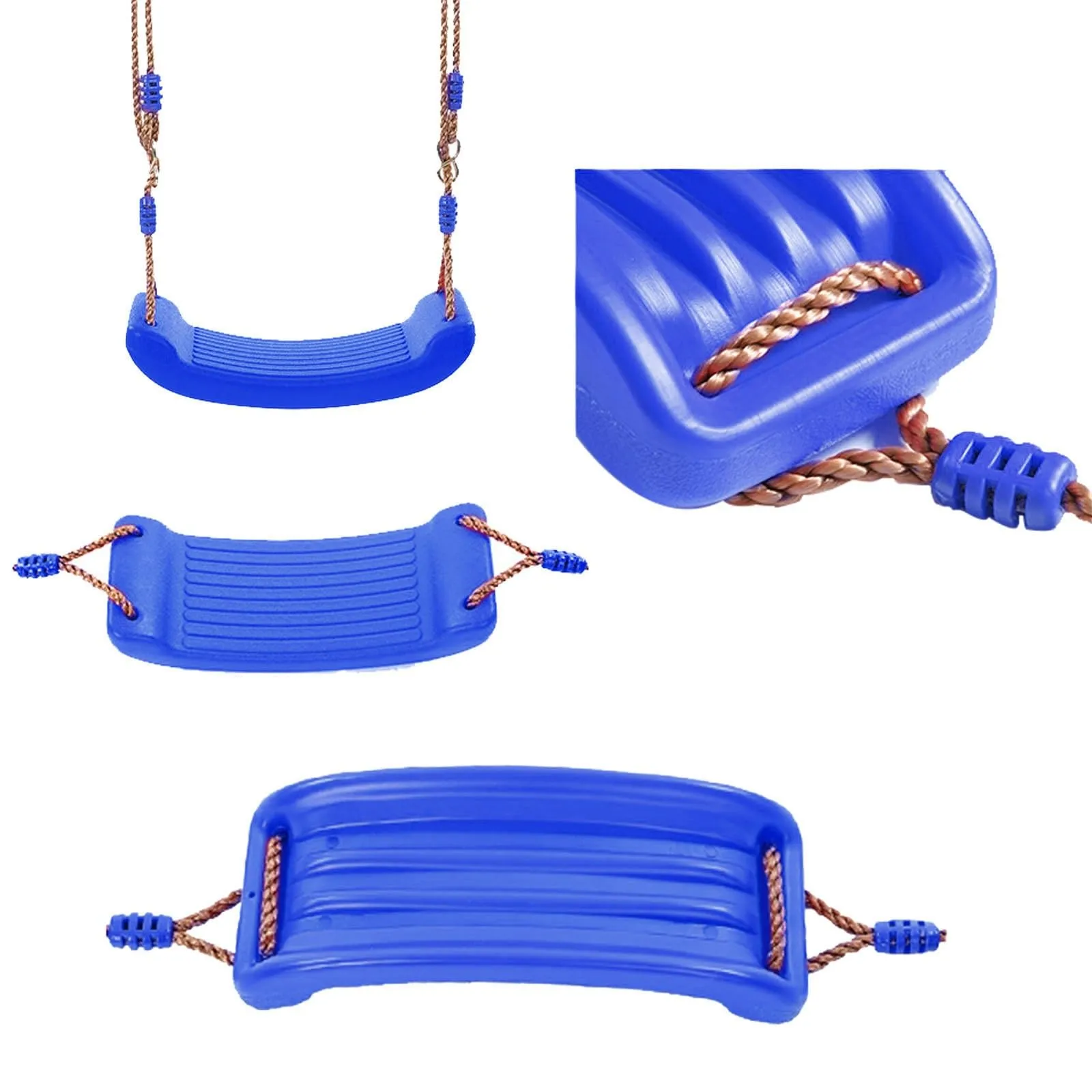 REZNOR Kids Indoor Outdoor Plastic Swing Seat with Hight Adjustable Rope Strong Tree Swing for Playground Backyard Holds 120kg for 3-12 Years Kids Children (Blue)