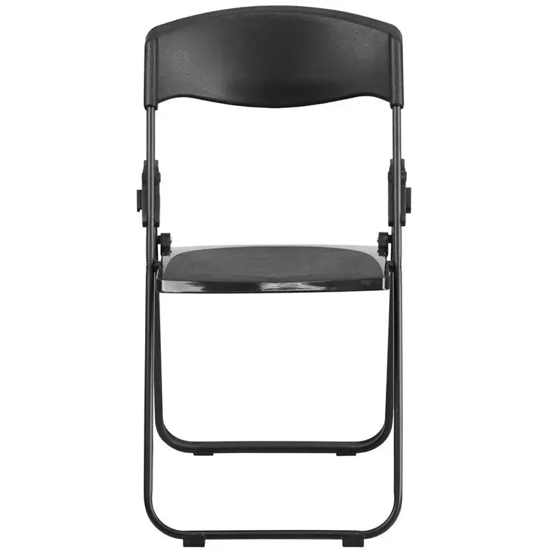 Rivera Heavy Duty Plastic Folding Chair, Black, Contoured Back