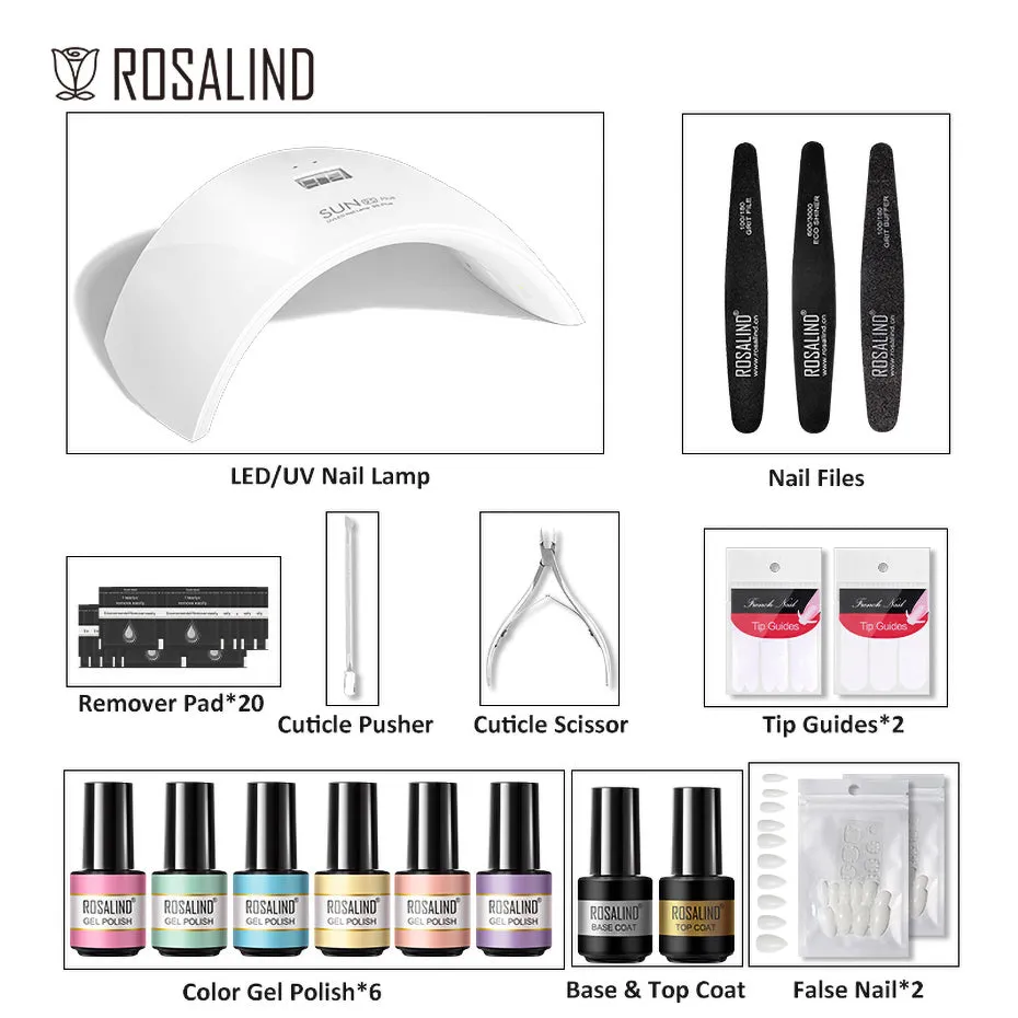 ROSALIND Professional Manicure Set For Nail Art Design LED/UV Lamp