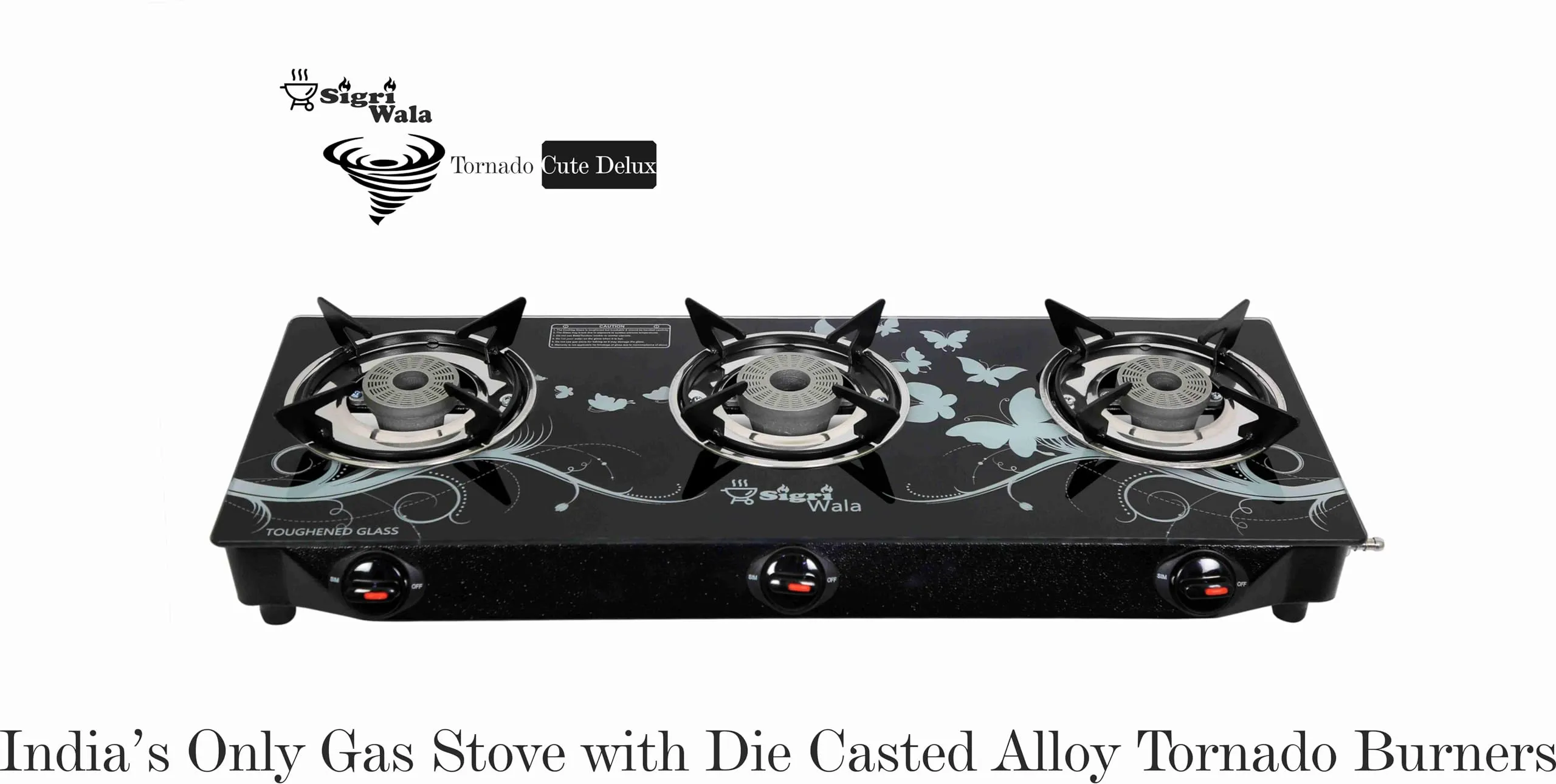 Sigri-wala 3B PNG/CNG Compatible Stainless Steel, Glass Manual Gas Stove (3 Burners)