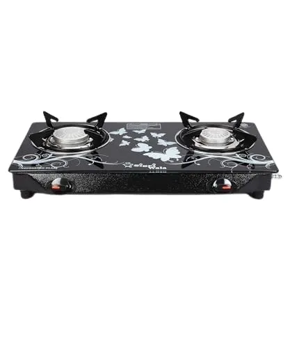 Sigri-wala Surya Toughened Glass Door Step Glass Manual Gas Stove (2 Burners)