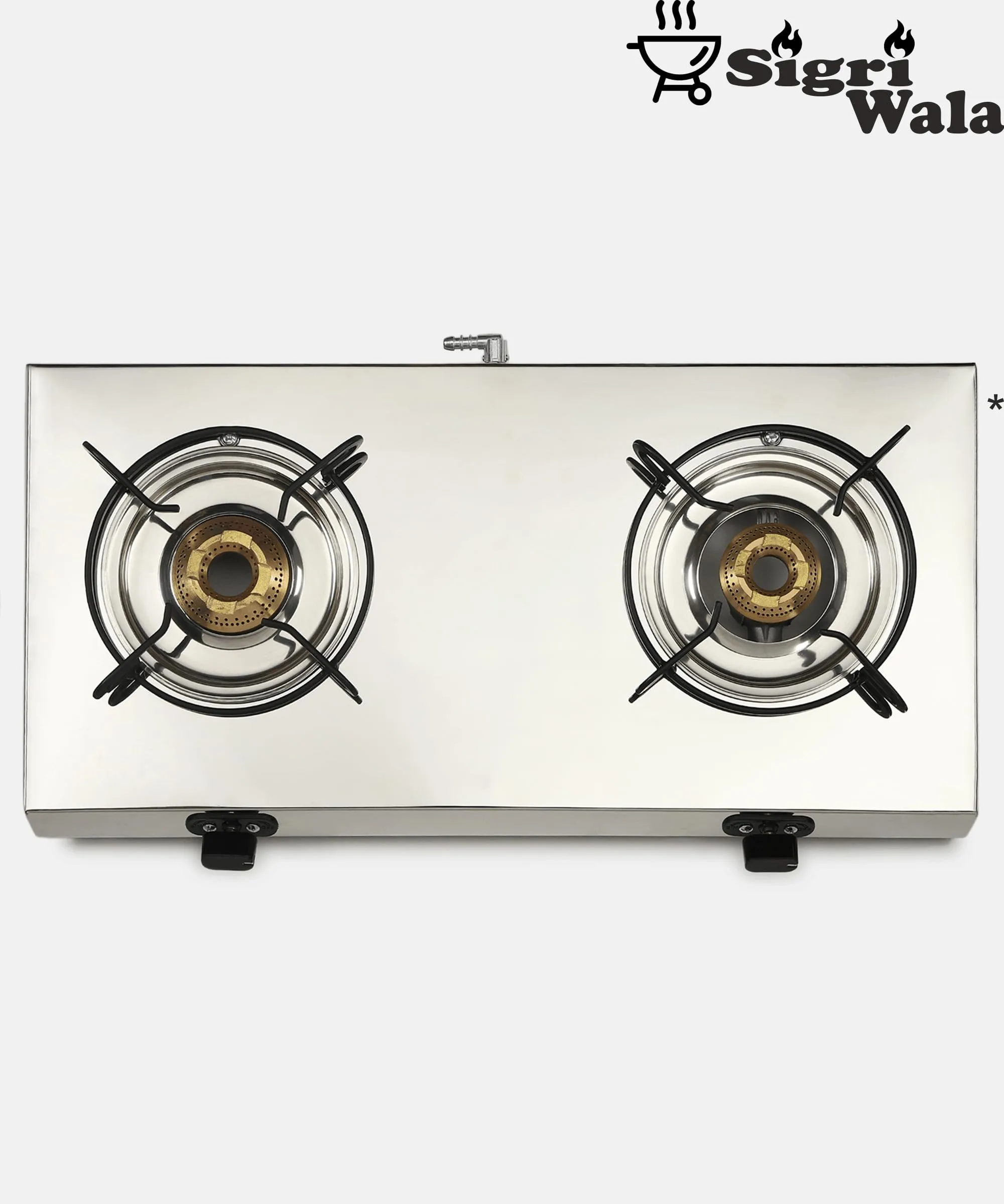 Sigri-wala Ultra Slim High Grade Steel body Stainless Steel JointLess 2 Burner Glass Manual Gas Stove (2 Burners)