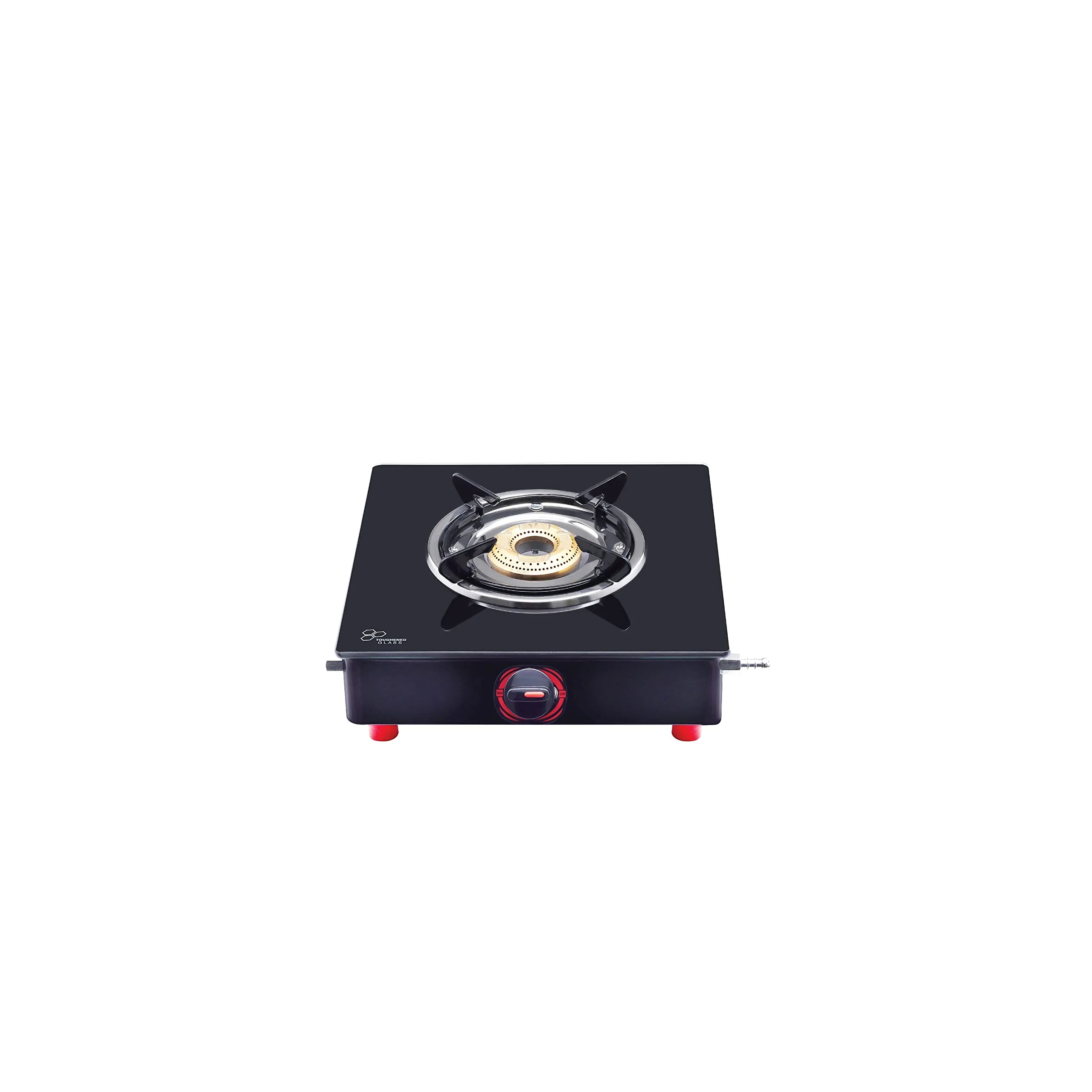 Surya Flame Smart Gas Stove 3 Burner Manual Toughened Glass Cook Top Black Powder Coated Body LPG Gas Stove 2 Years Complete warranty Including Glass