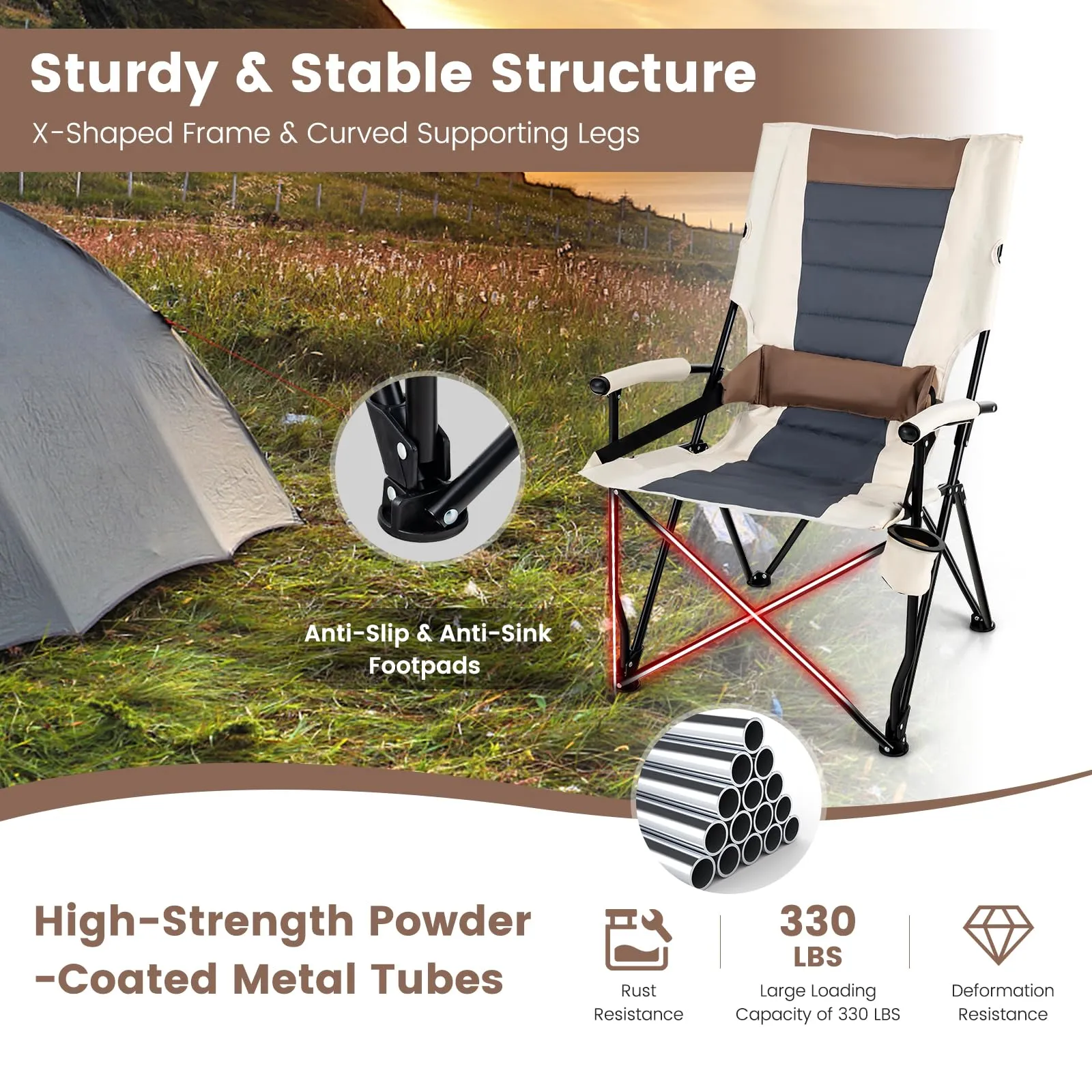 Tangkula Folding Camping Chair, Portable Lightweight Camp Chair