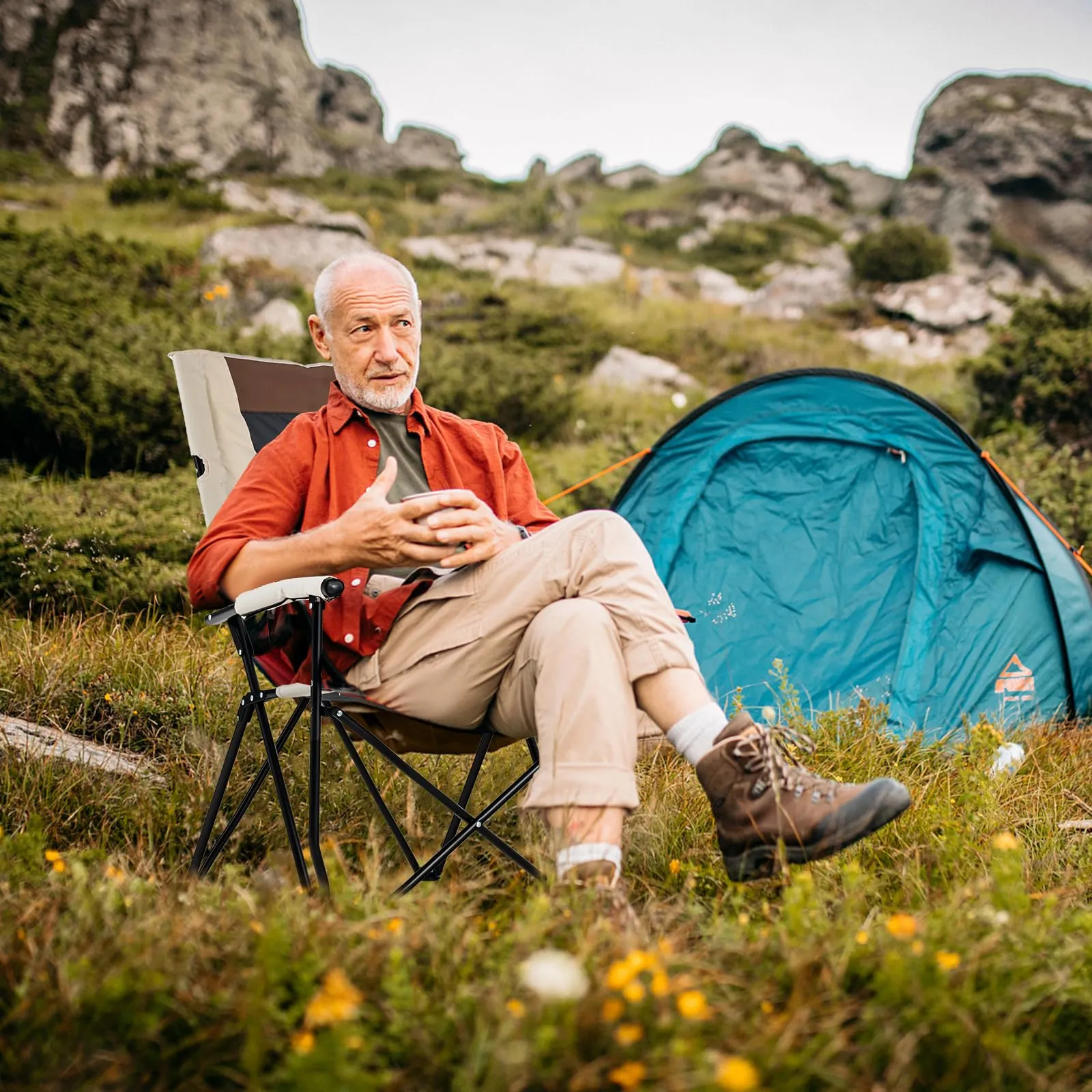 Tangkula Folding Camping Chair, Portable Lightweight Camp Chair