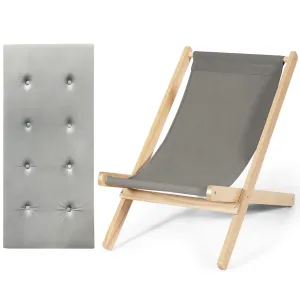 Tangkula Folding Sling Chair, Outdoor Wood Portable Beach Chair